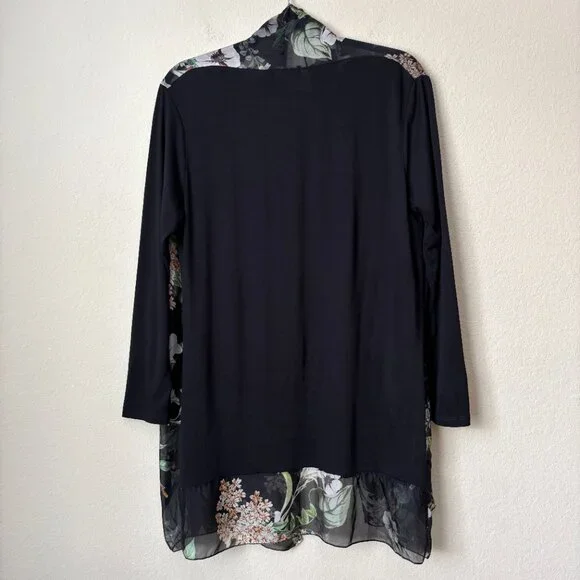 M Made in Italy Silk Floral Sheer Longline Open Front Lightweight Cardigan - Picture 11 of 13